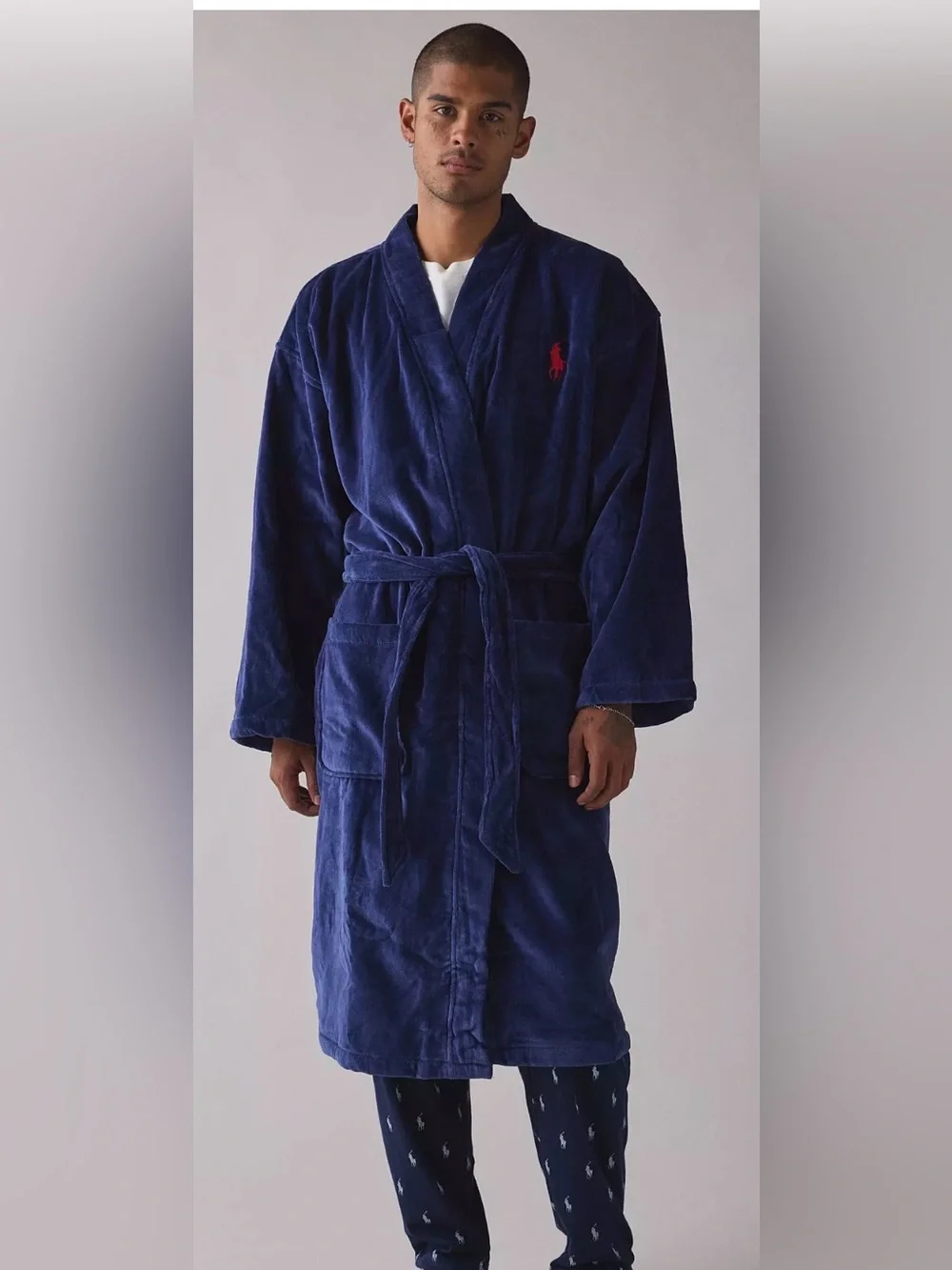 Polo Ralph Lauren Men's Sleepwear Soft Cotton Kimono Velour Robe